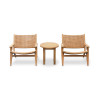 Teak Round 50cm Garden Table and Catalina Lounge Armchairs - Honey Wicker