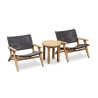 Teak Round 50cm Garden Table and Catalina Lounge Armchairs - Java Brown