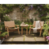 Teak Round 50cm Garden Table and Catalina Lounge Armchairs - Honey Wicker