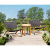 Teak 50cm Garden Table and Catalina Flat Weave Lounge Chairs - Java Brown