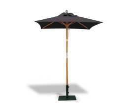 Square Hardwood 1.5m Garden Parasol - Black