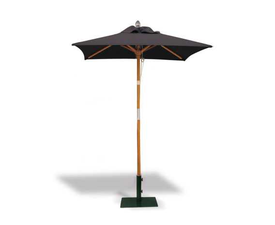 Square Hardwood 1.5m Garden Parasol - Black