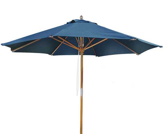 Octagonal 3m Wooden Garden Parasol - Blue