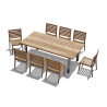 Nova 2.2m Dining Table and 8 Solana Teak Stacking Chairs Set
