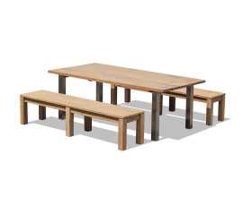 Nova 220cm Garden Table and Mita 200cm Backless Benches