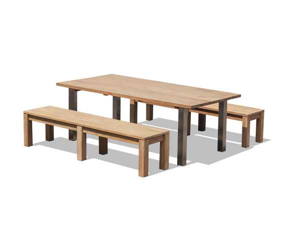 Nova 220cm Garden Table and Mita 200cm Backless Benches