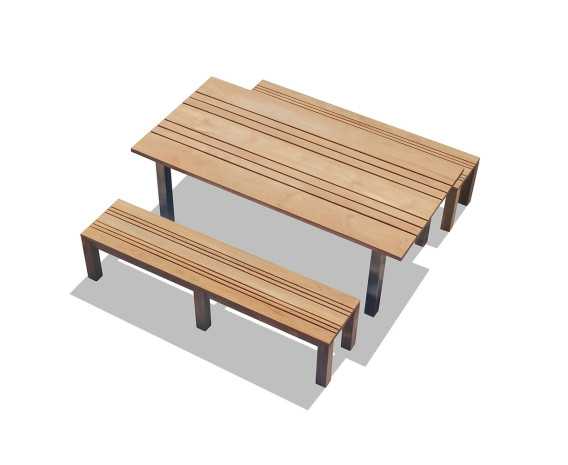 Nova 220cm Garden Table and Mita 200cm Backless Benches