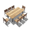 Nova 220cm Teak Table and 8 Lumo Woven Stacking Chairs