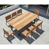 Nova 220cm Teak Table and 8 Lumo Woven Stacking Chairs