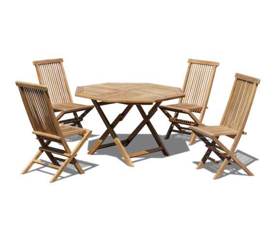 Lymington Octagonal 1.2m Folding Dining Set and 4 Newhaven Side Chairs