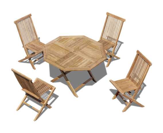 Lymington Octagonal 1.2m Folding Dining Set and 4 Newhaven Side Chairs