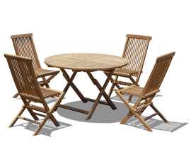 Lymington Teak Round 1.2m Folding Dining Set with 4 Newhaven Chairs