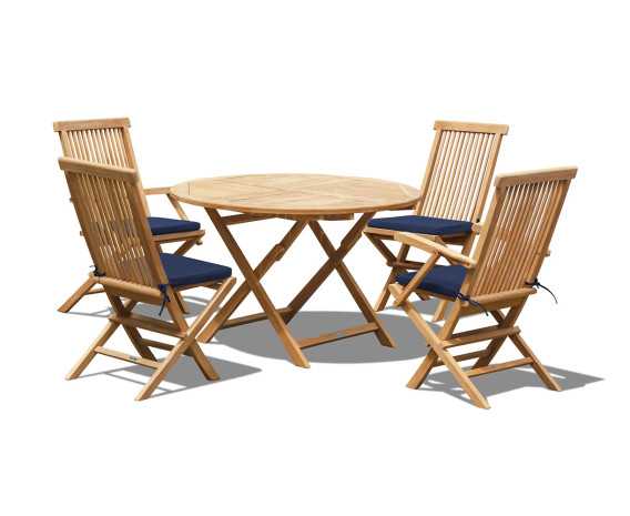 Lymington 4 Seater Round 1.2m Folding Dining Set with Newhaven Chairs
