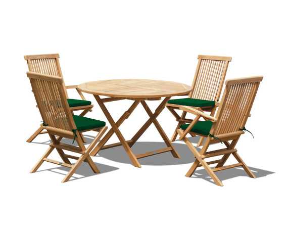 Lymington 4 Seater Round 1.2m Folding Dining Set with Newhaven Chairs