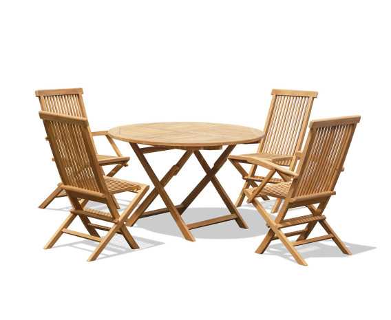 Lymington 4 Seater Round 1.2m Folding Dining Set with Newhaven Chairs