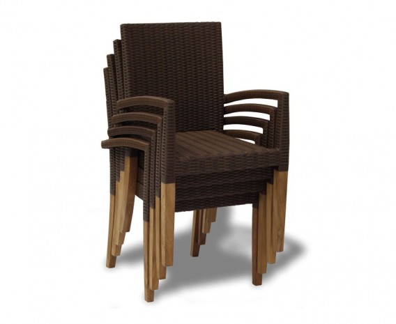 St. Moritz Teak and Rattan Stacking Chair