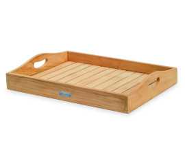 Teak Outdoor Serving Tray - Straight Slats