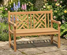 Chartwell Teak Lattice 2 Seater Garden Bench - 1.2m