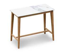 Teak Bar Table with Quadra Marble