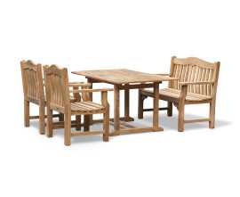 Winchester Rectangular Table, Austen Teak Bench and Austen Armchairs Set