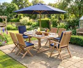 Oxburgh Double Leaf Extending Table with Cannes Recliners & Chairs