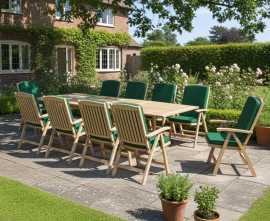 Dorset 2-3m Extending Dining Set with 10 Tewkesbury Recliner Chairs