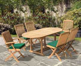 Oxburgh Bijou Single-Leaf Extending Table & 6 Cannes Folding Chairs