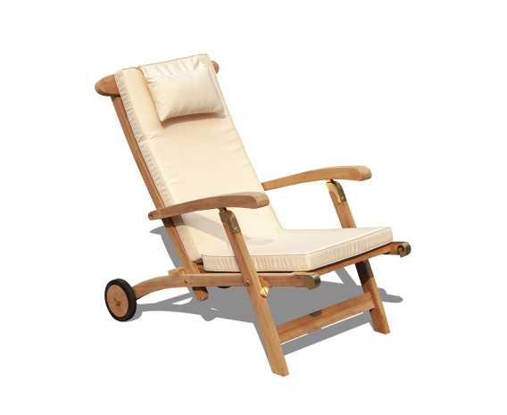 Teak Garden Steamer Chair with Wheels
