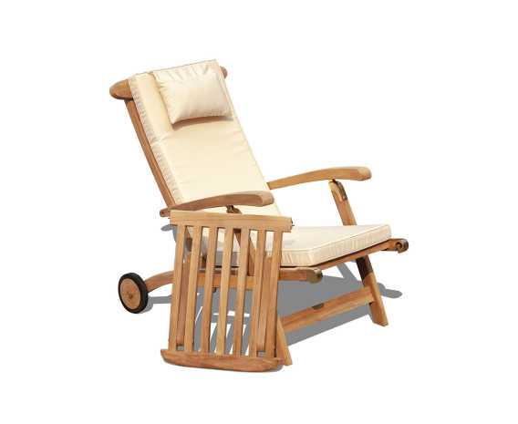Teak Garden Steamer Chair with Wheels