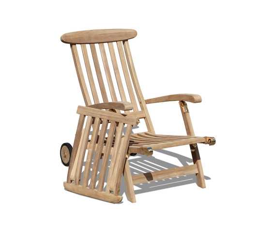 Teak Garden Steamer Chair with Wheels