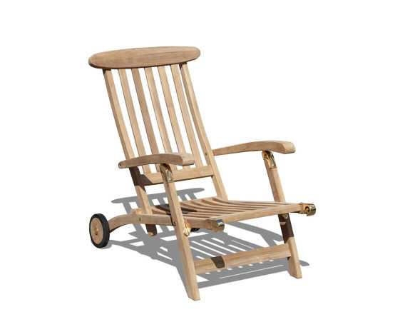 Teak Garden Steamer Chair with Wheels