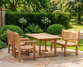 Winchester Rectangular Table, Austen Teak Bench and Austen Armchairs Set