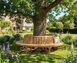 Teak Circular Tree Bench - 2.96m