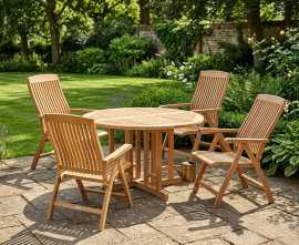 Berwick 1.2m Round Gateleg Table and 4 Cannes Reclining Chairs Set