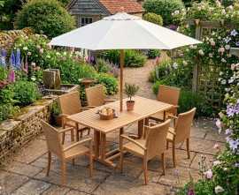 Cornwall 6 Seater Rectangular 1.8m Table with St. Moritz Armchairs