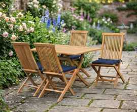 Palma 1.2m Rectangular Table with Newhaven Chairs, 4 Seater Set