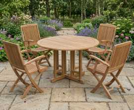 Berwick 1.2m Round Gateleg Table and 4 Palma Folding Armchairs Set