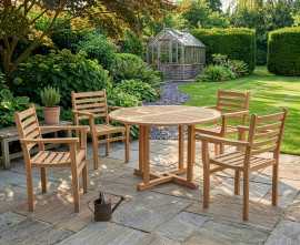 Sissinghurst 4 Seater Round 1.2m Dining Set with Sussex Chairs