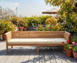 Mustique Extra Large Teak Garden Daybed - 2.7m