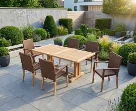 Rectory 6 Seater Teak 1.8 Rectangular Table and St. Moritz Chairs Set