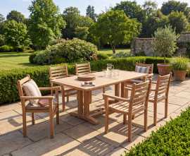 Rectory 6 Seater Teak 1.8 Rectangular Table and Sussex Chairs Set