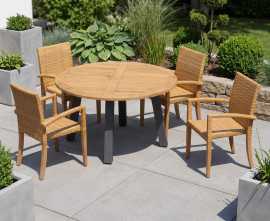 Diskus 4 Seater Teak & Metal 1.3m Dining Set with St. Moritz Armchairs