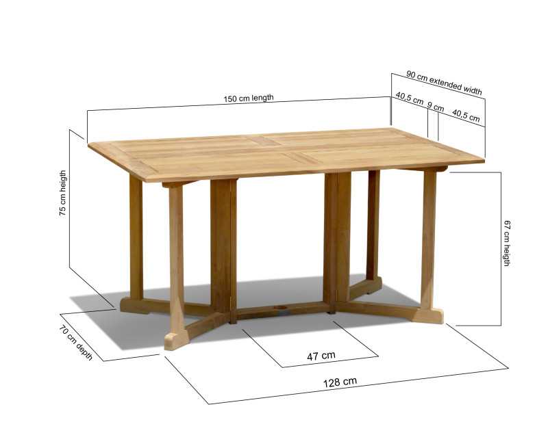 Byron Teak Drop Leaf Garden Table - 1.5m