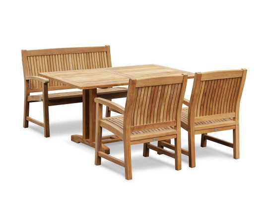 Cornwall Teak 150cm Dining Table, Farnsworth 2 Seater Bench and Farnsworth Armchairs