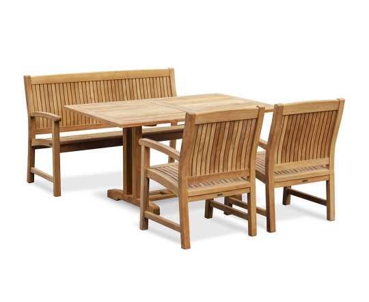 Cornwall Teak Rectangular 1.5m Table, Stanford 1.5m Bench and Stanford Armchairs
