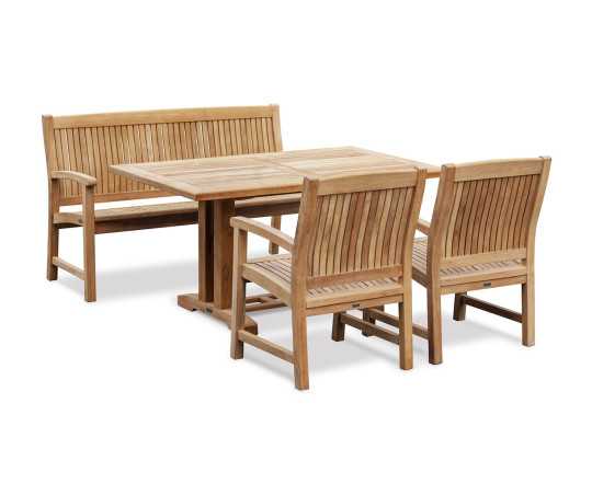 Rectory Rectangular Dining Table with Farnsworth 3 Seater Bench and Farnsworth Armchairs