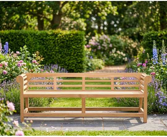 Teak Low Back Lutyens-Style Outdoor Bench - 2.25m