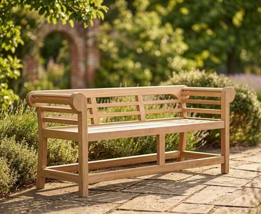 Lutyens-Style Teak Garden Bench with Low Back - 1.65m