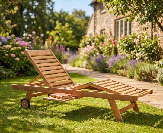 Luxury Teak Reclining Sun Lounger