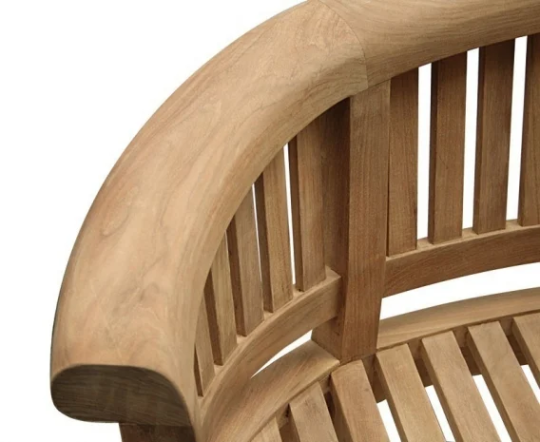 Close up shot of teak banana bench